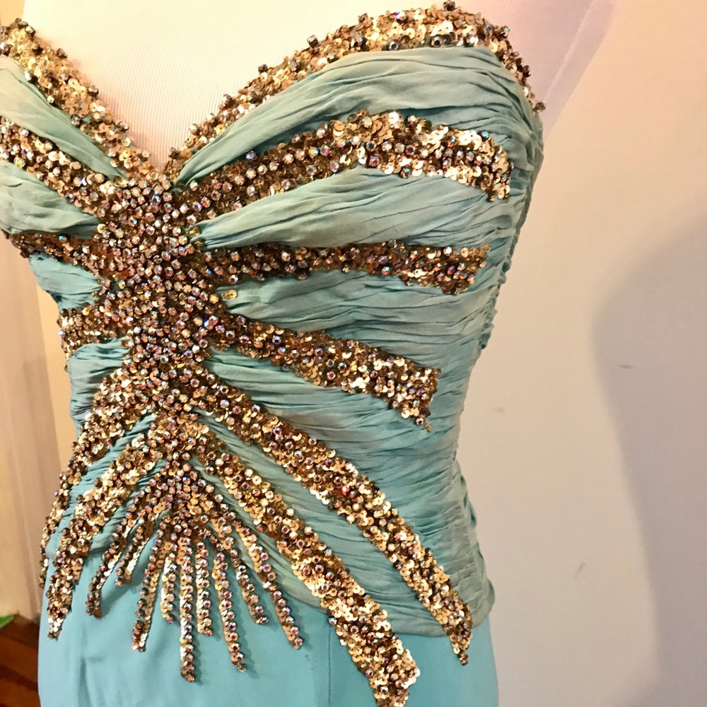 Sherri Hill Turquoise Evening Gown